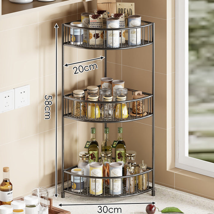 Triangular Triple-Tier Gold-Plated Corner Pantry & Spice Organizer