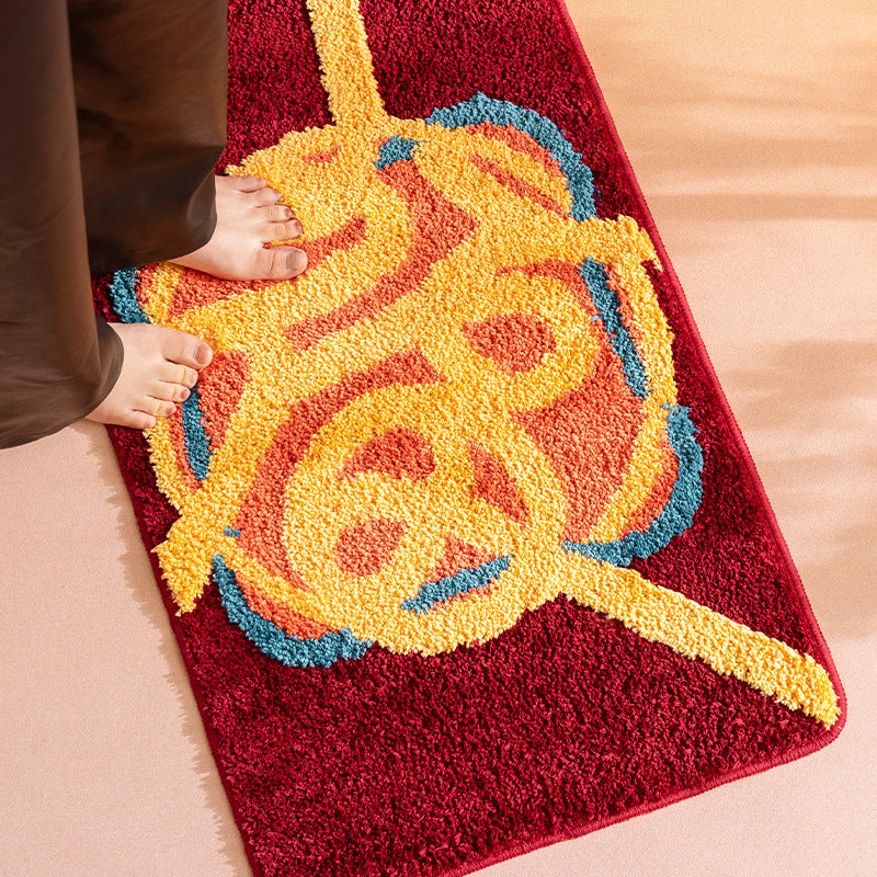Tufted door and bath mat rug with abstract relief pattern Kalsten