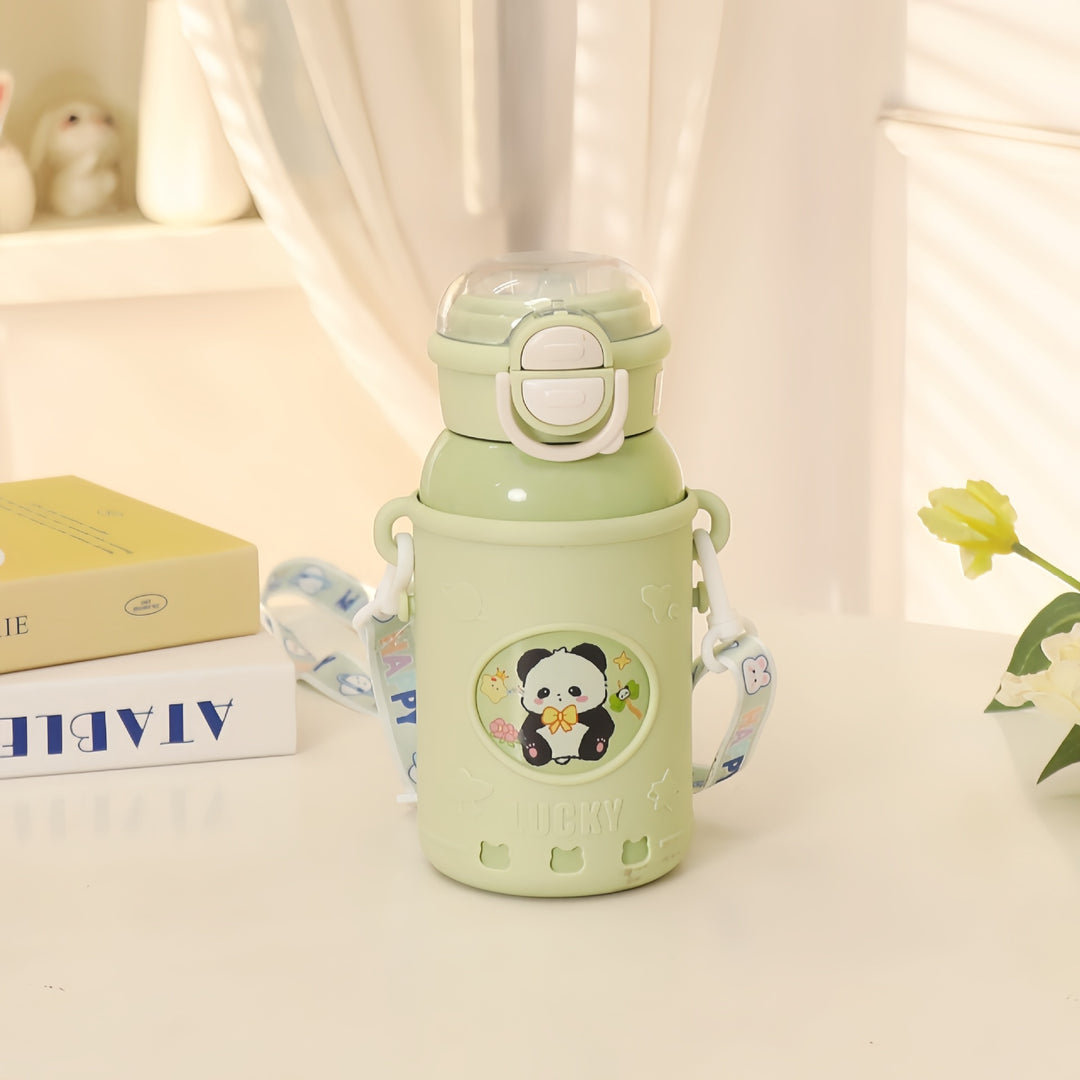 Women's insulated drinking bottle with integrated drinking mechanism and practical carrying strap Kalsten