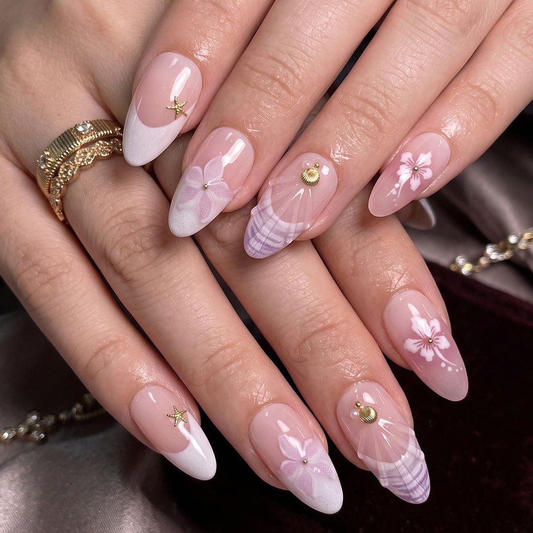 Artistic Seashell Press-On Nails