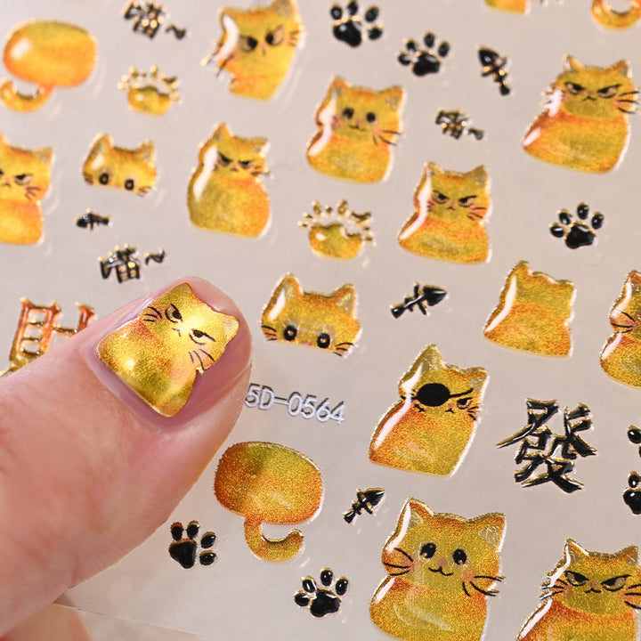 Cat-Themed Nail Art Decoration Set