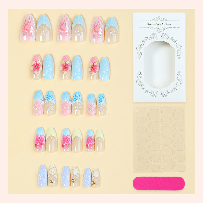 Decorative Press-On Nail Art Set with Premium Floral Designs kalsten