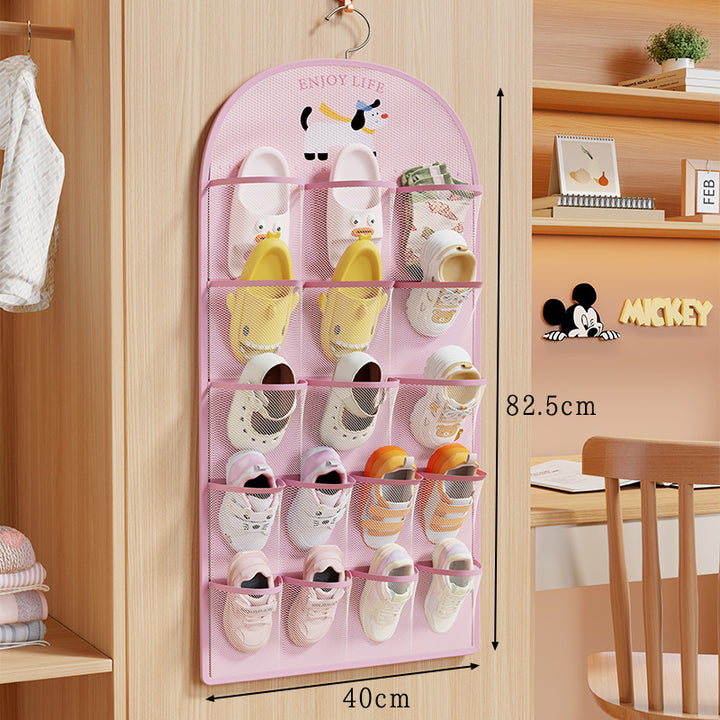 Wall-Mounted Breathable Mesh Twenty-Pocket Shoe Organizer Panel