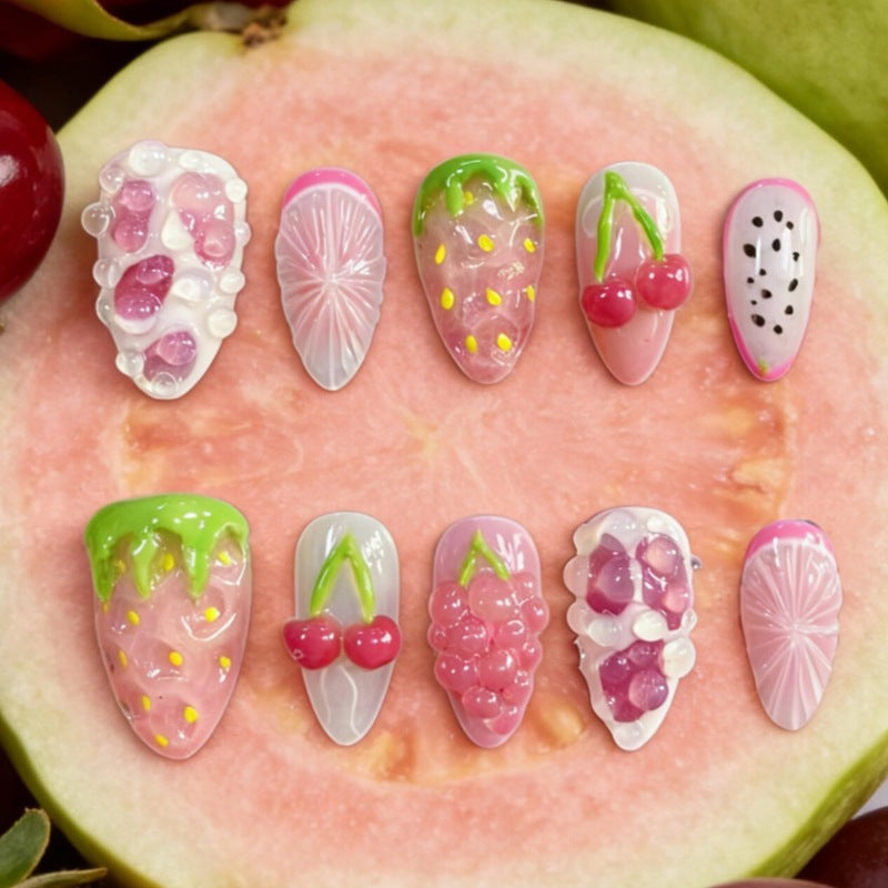 Fruit-Themed Press-On Nail Art Set Kalsten