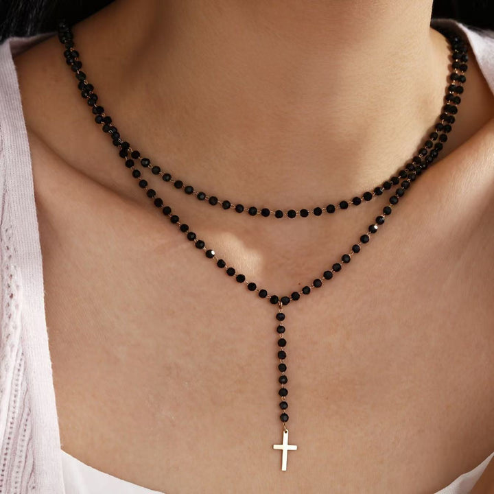 Layered Beaded Cross Necklace Kalsten
