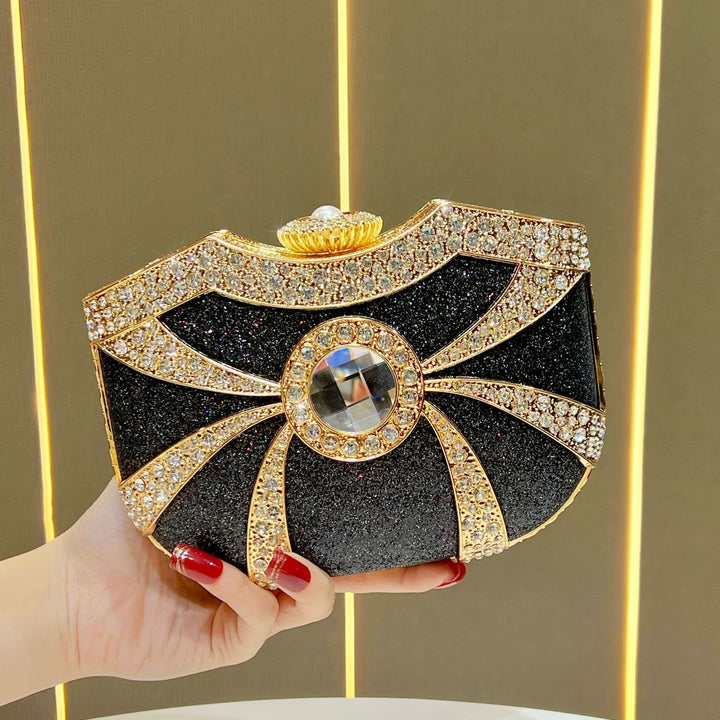 Decorative Rhinestone-Accented Evening Clutch