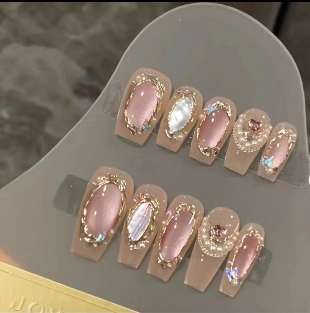 Luxury Press-On Nails with Pearl Accents