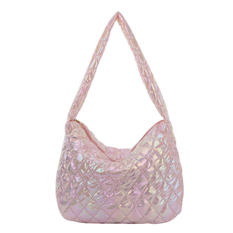 Iridescent Quilted Hobo Bag