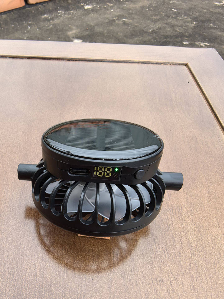 Portable solar-powered USB-C fan with digital battery indicator Kalsten
