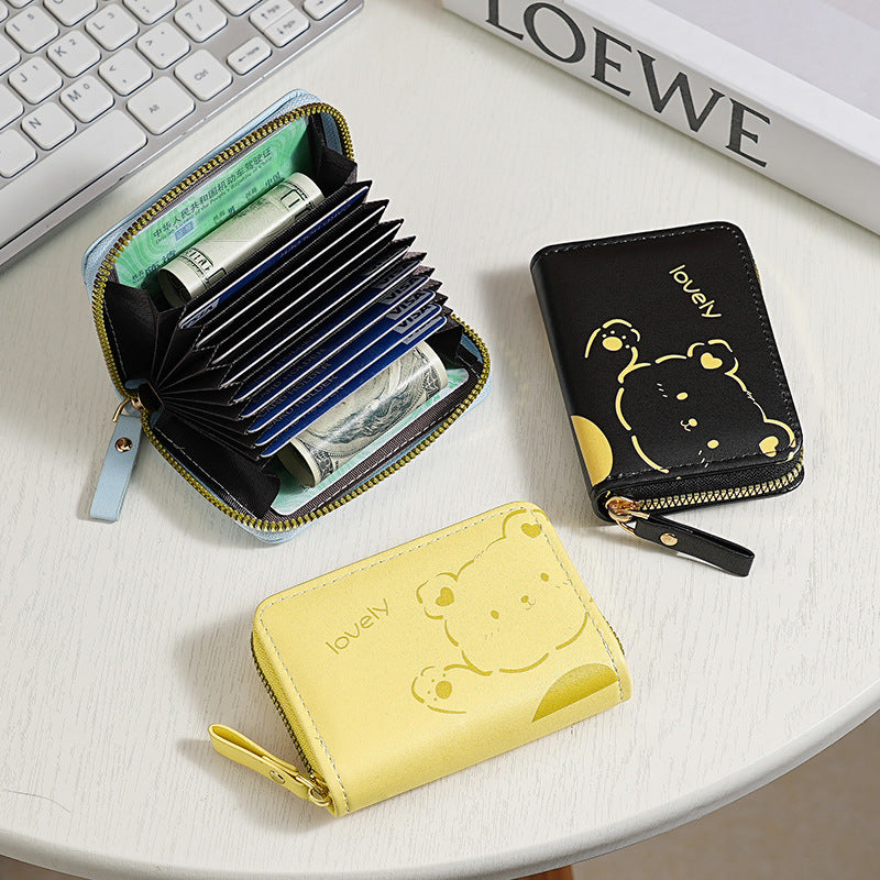 Playful Cartoon Pattern Zippered Wallet