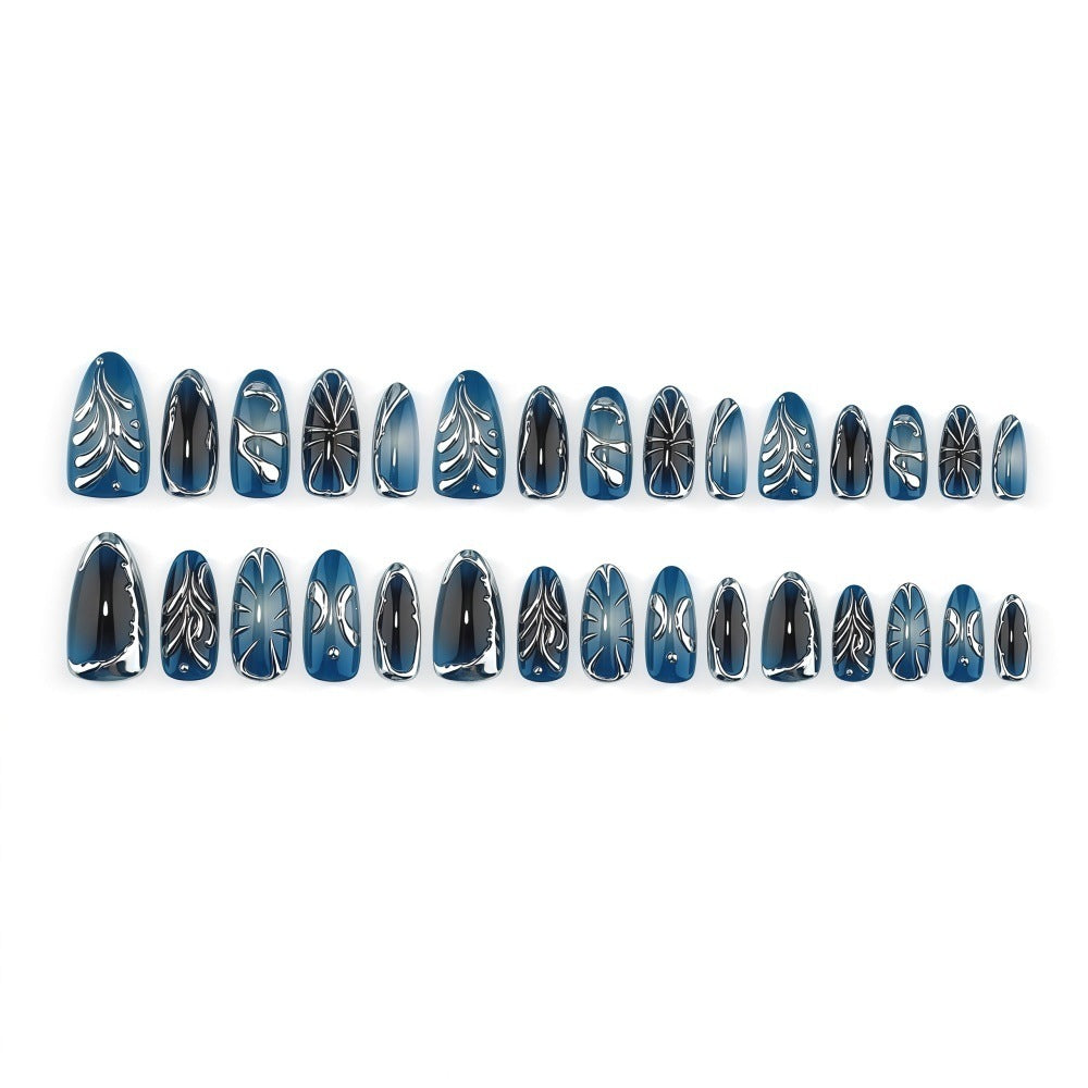 Glamorous artificial nails with unique metallic accents Kalsten