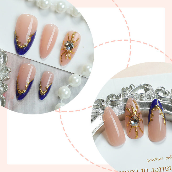 Nail art set with elegant gold-blue design Kalsten