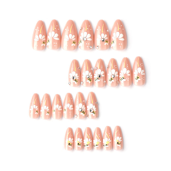 Decorative Floral and Bee Press-On Nail Art Set Kalsten