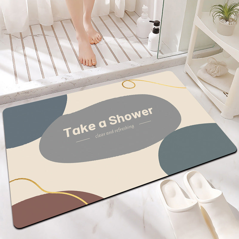 Elegant Marble-Themed Bath Mat Kalsten