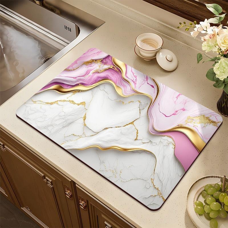 Stylish Marble-Effect Kitchen Mat Kalsten