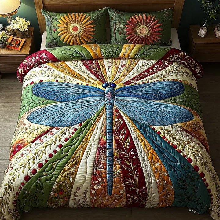Quilted Tree Of Life Comforter Set With Embroidered Jacquard Cover And Matching Shams