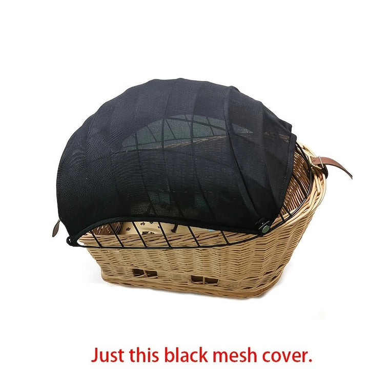detachable breathable mesh canopy for front bicycle wicker basket with snap fasteners Kalsten