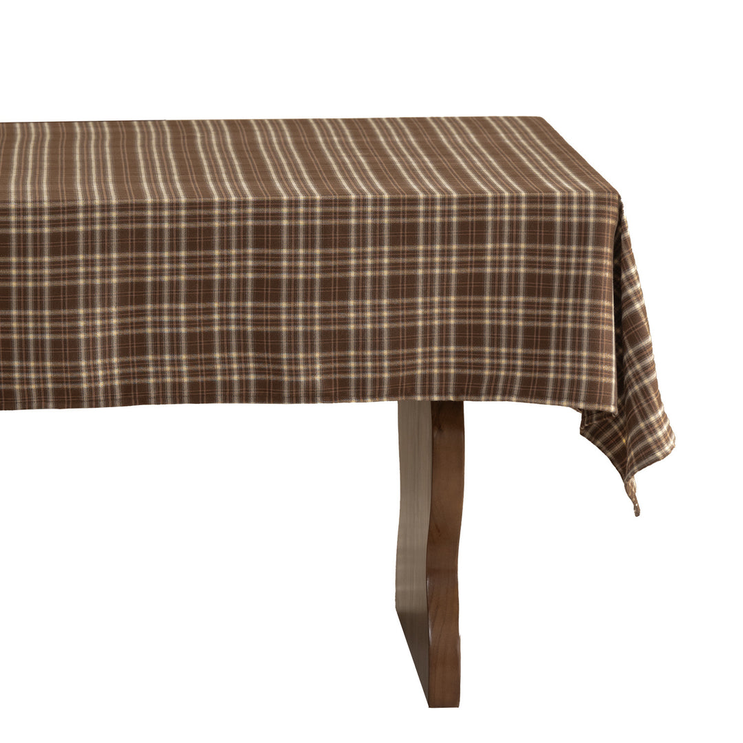Rectangular checked tablecloth made of cotton blend fabric with flannel-like surface