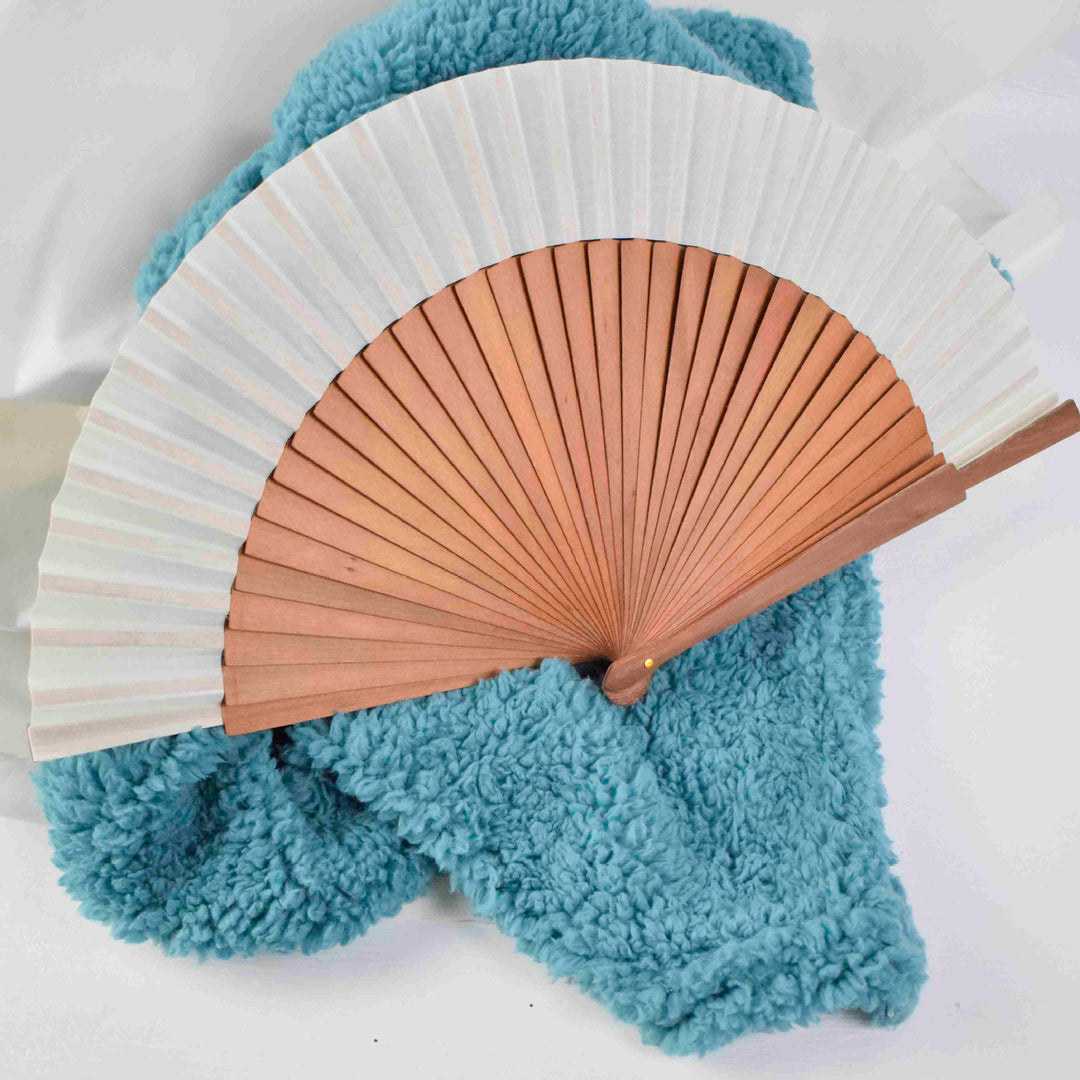 Ladies fan made of high-quality paper with stylish wooden frame Kalsten