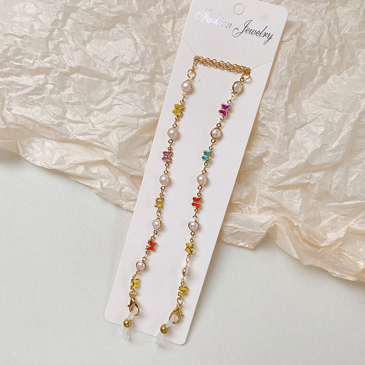 Stylized glasses holder chain with colorful crystals Kalsten