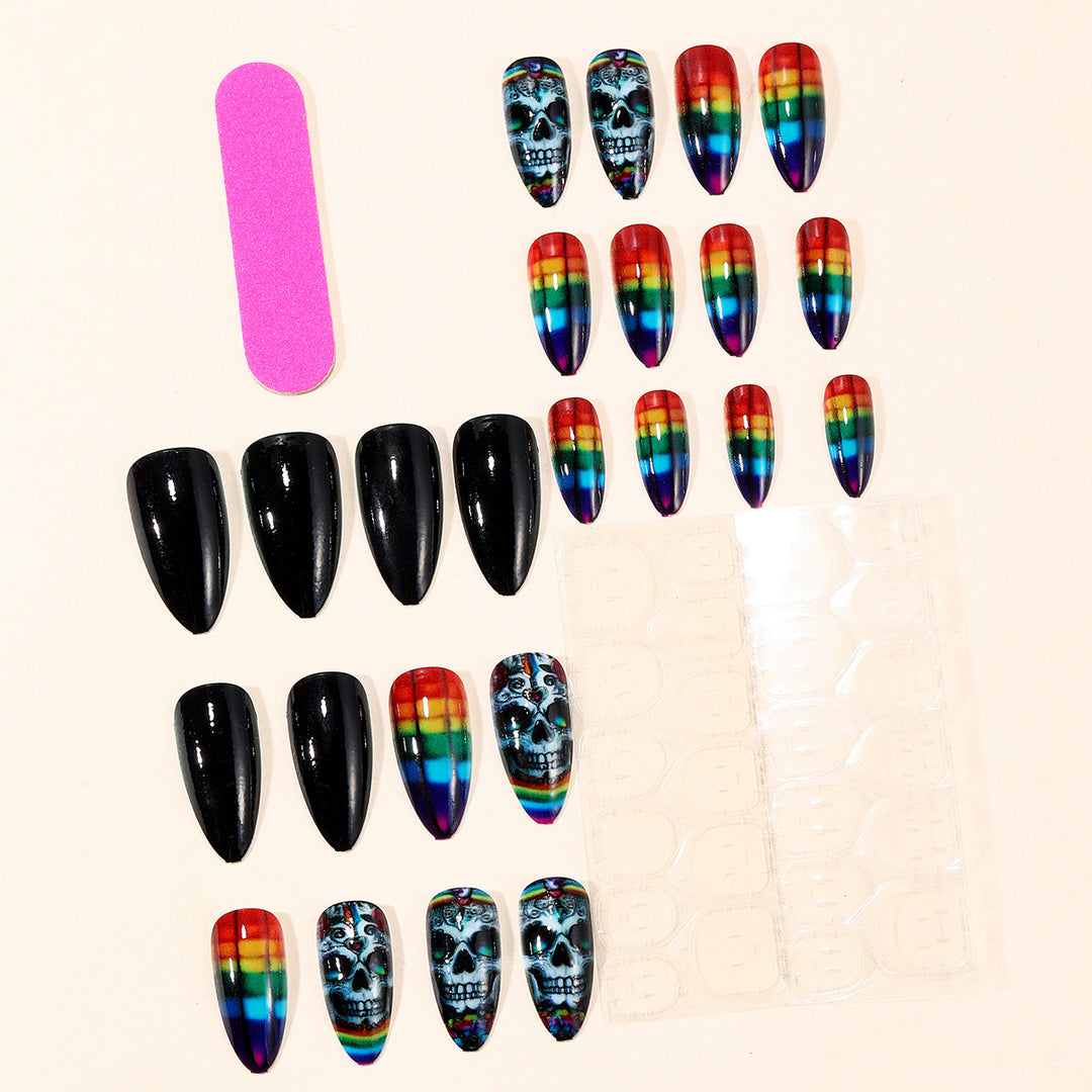 Artistic Skull-Design Nail Art Extensions Kalsten