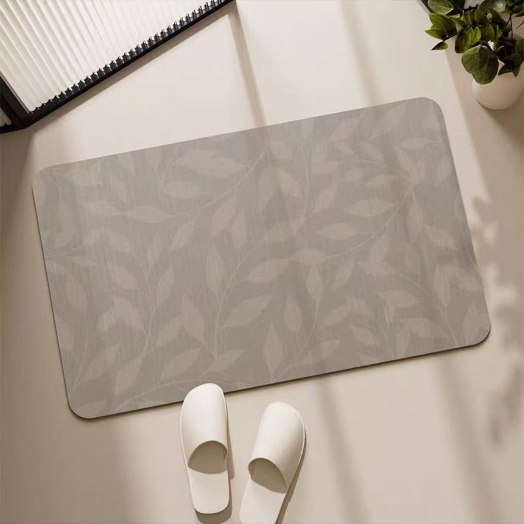 Decorative Leaf Print Bathroom Mat for Home