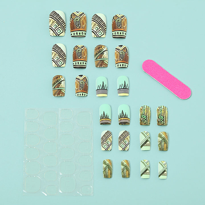 Artificial nails with creative ethnic design Kalsten