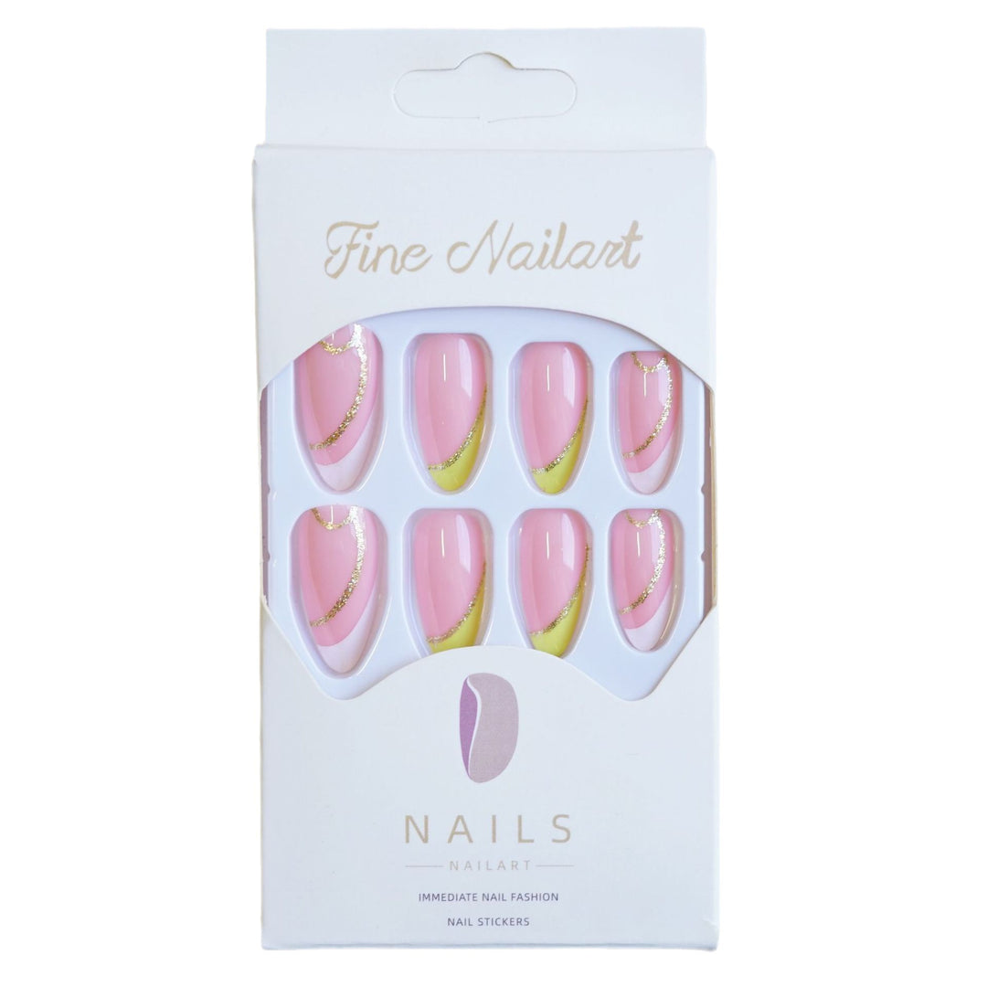 Glamorous French Tip Press-On Nails with Glittering Accents