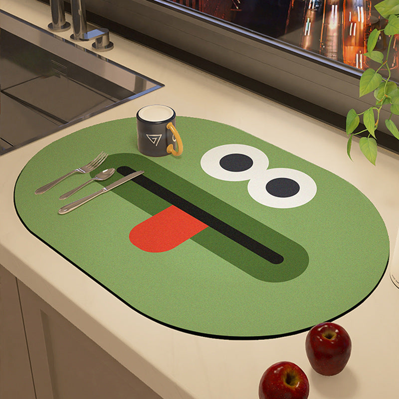 Playful Cartoon-Theme Kitchen Mat