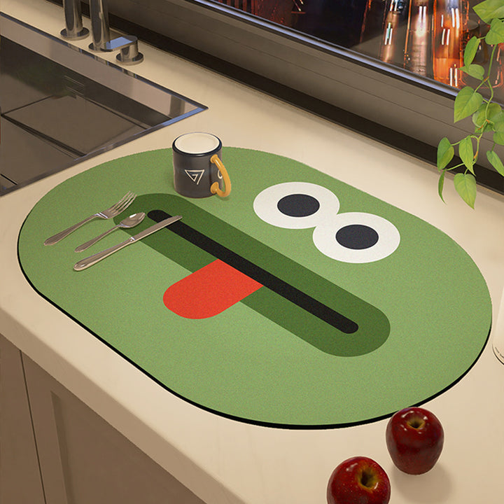 Playful Cartoon-Theme Kitchen Mat
