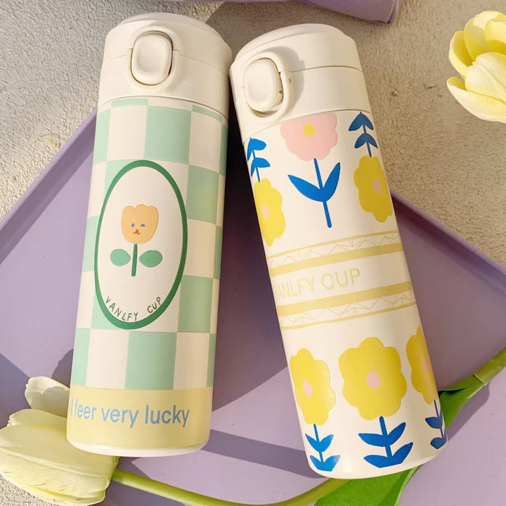 Ladies Insulated Drinking Bottle with Functional Lid and Creative Floral Design Kalsten