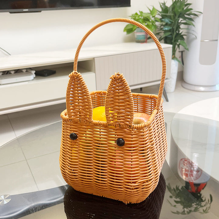 Bunny-Shaped Decorative Woven Storage Basket Kalsten