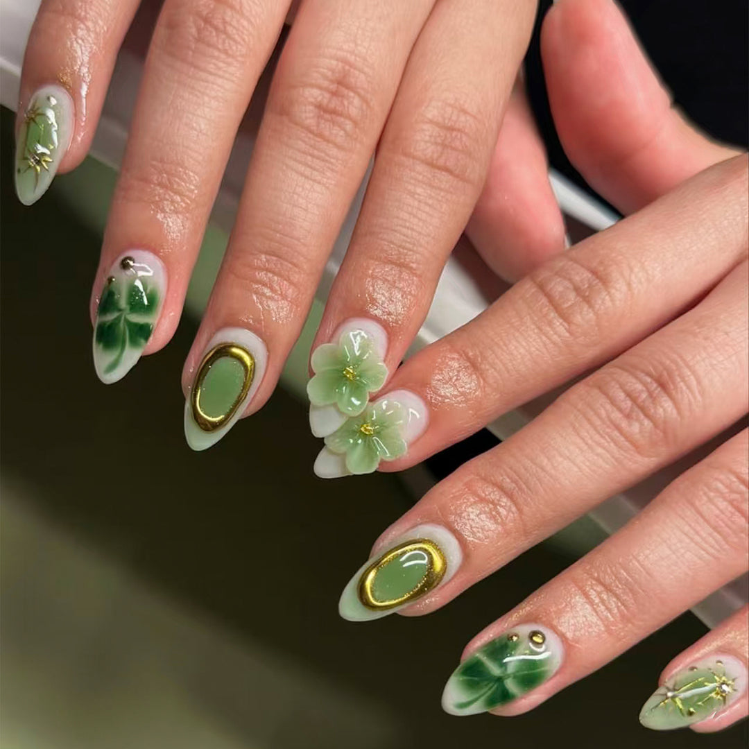 Artistic Floral-Embellished Press-On Nails Kalsten 1790636526