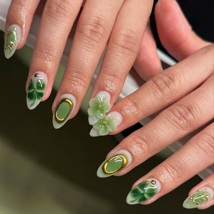 Artistic Floral-Embellished Press-On Nails Kalsten 1790636526