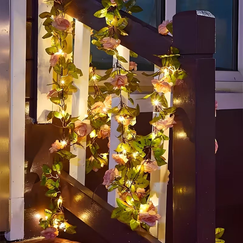 Artificial Rose Vine LED Fairy String Lights Waterproof Copper Wire Kalsten