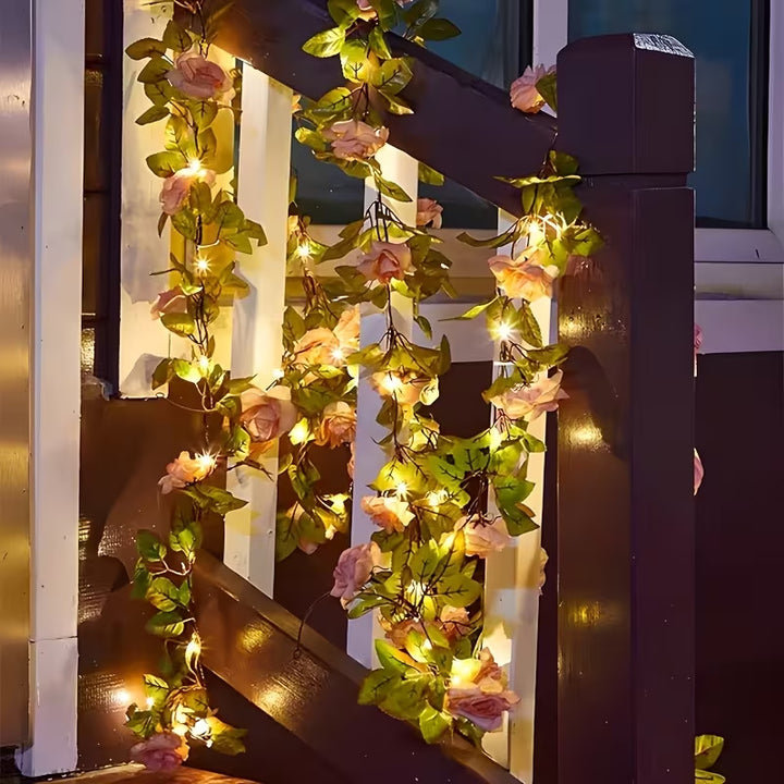 Romantic Rose Vine LED Garland With Micro Lights And Weatherproof Flexible Stem Kalsten
