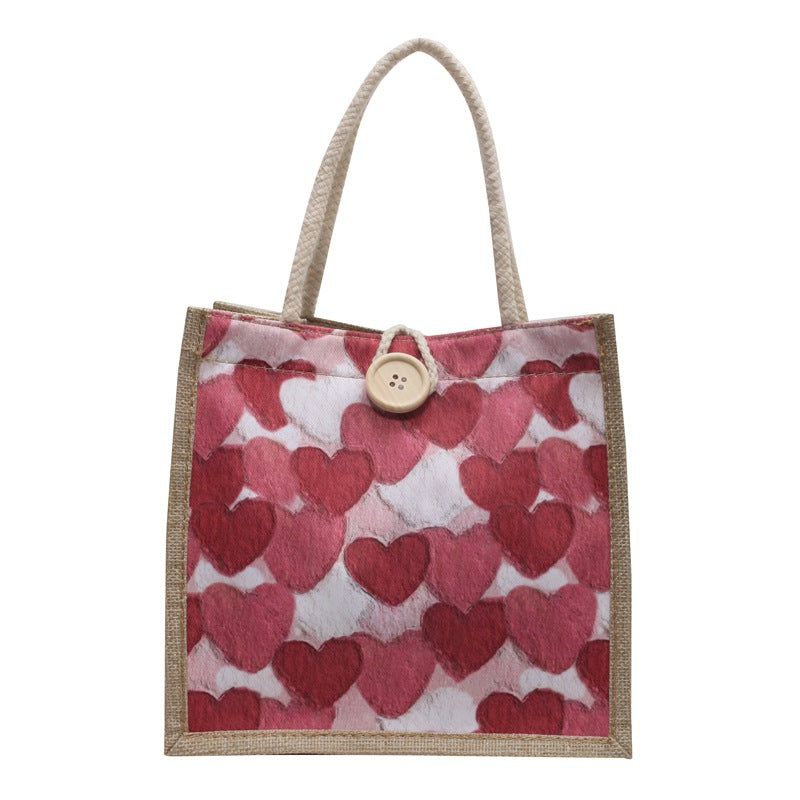 Heart-Patterned Casual Tote Bag