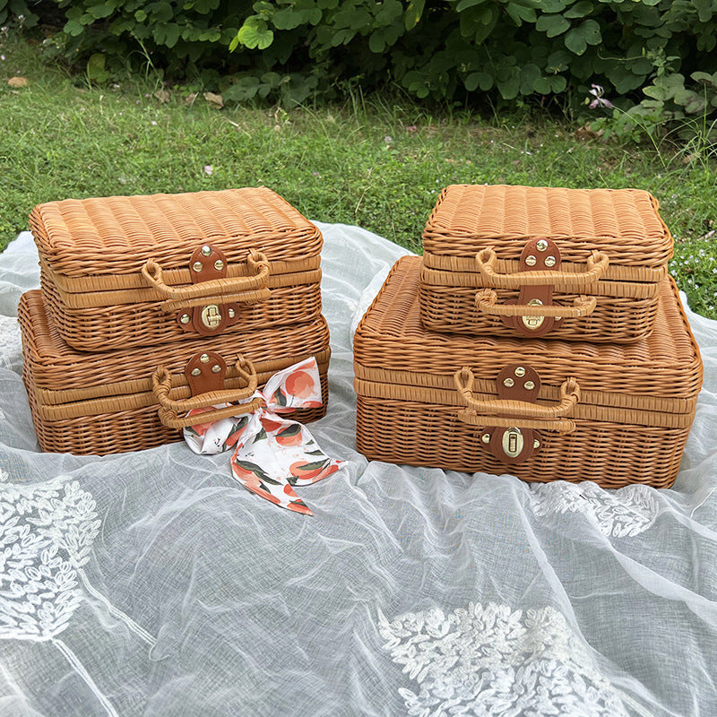 Vintage Wicker Storage Trunk Kalsten