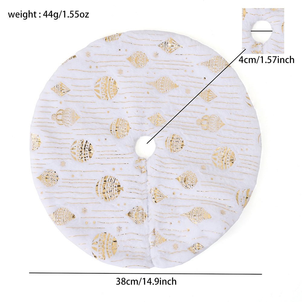 Plush Round Faux Fur Christmas Tree Skirt With Gold Star Print And Center Slit Closure