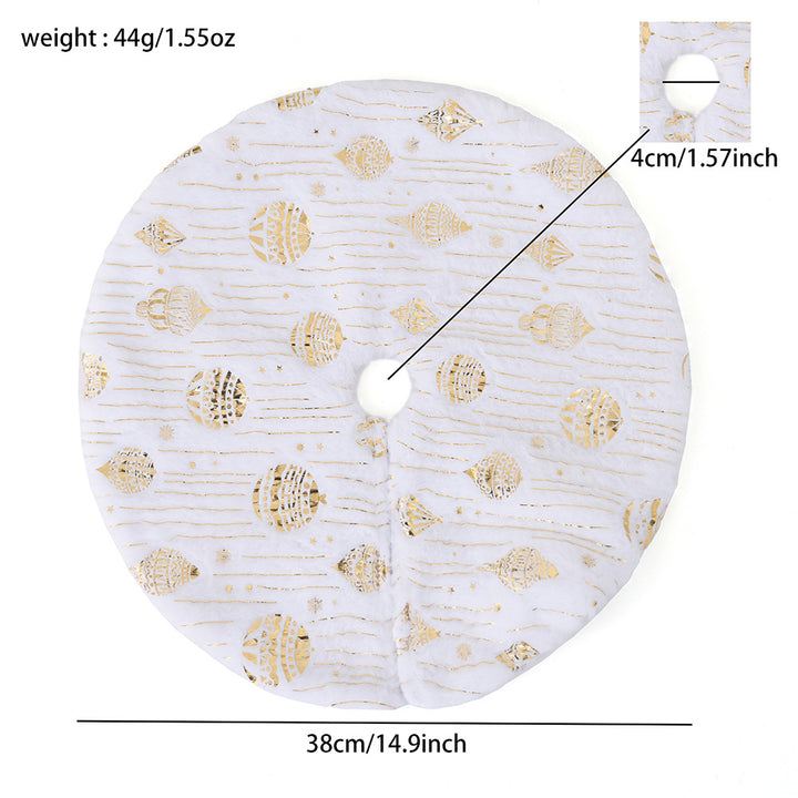 Plush Round Faux Fur Christmas Tree Skirt With Gold Star Print And Center Slit Closure