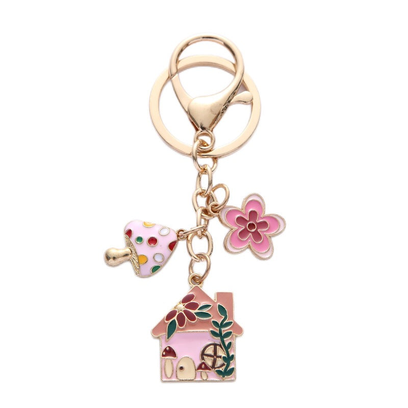Keychain with Creative Flower and House Design Kalsten