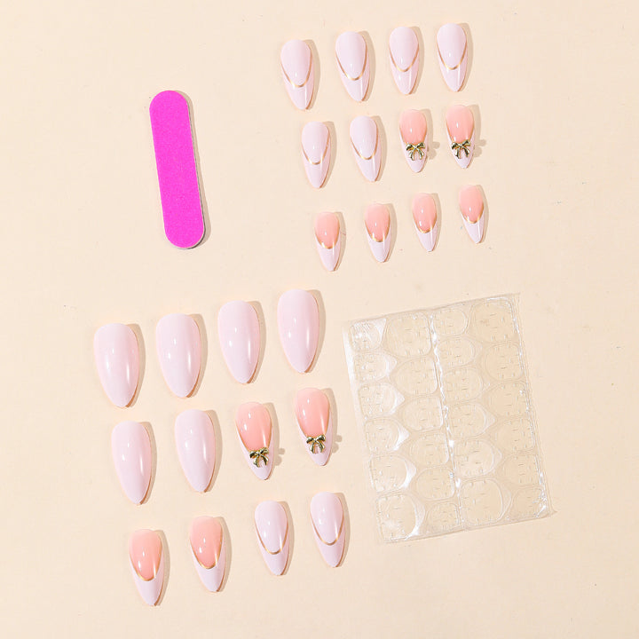 Elegant Stiletto Nail Art Extensions with Decorative Bow Accents Kalsten