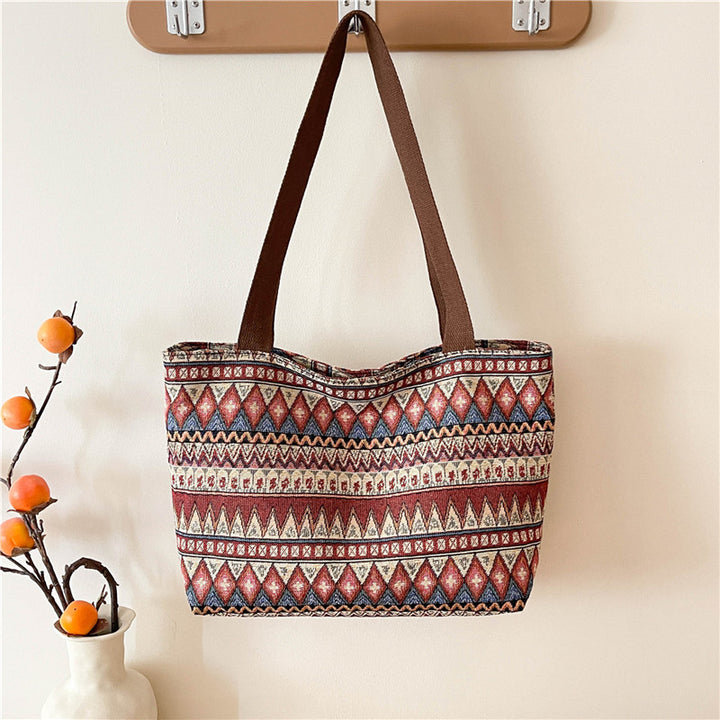 Ethnic Patterned Canvas Tote Bag