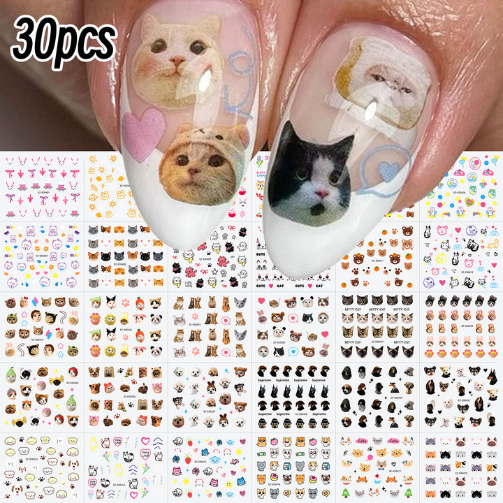 Cat Themed Nail Art Decals