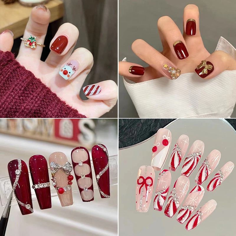 Artistic Press-On Nail Set with Animal Print
