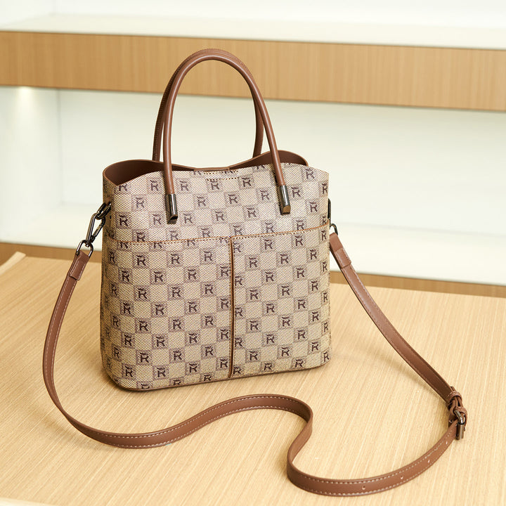 Designer Checkered Tote Handbag