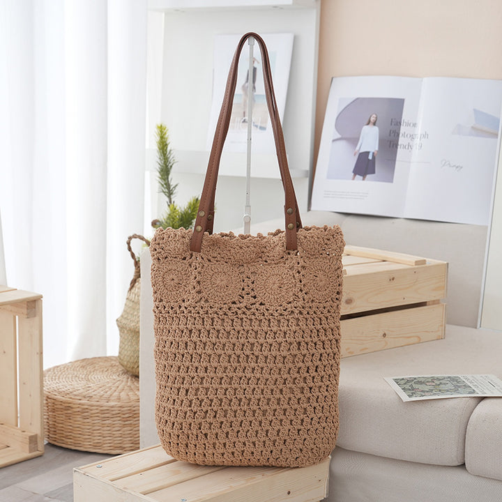 Crochet tote bag with leather handles Kalsten