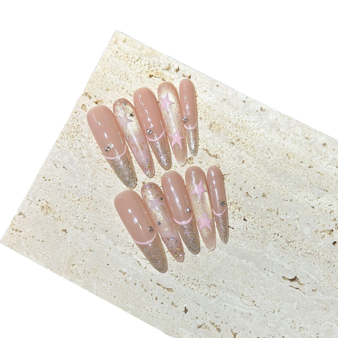 Elegant Stiletto Press-On Nail Art with Rhinestone Accents Kalsten