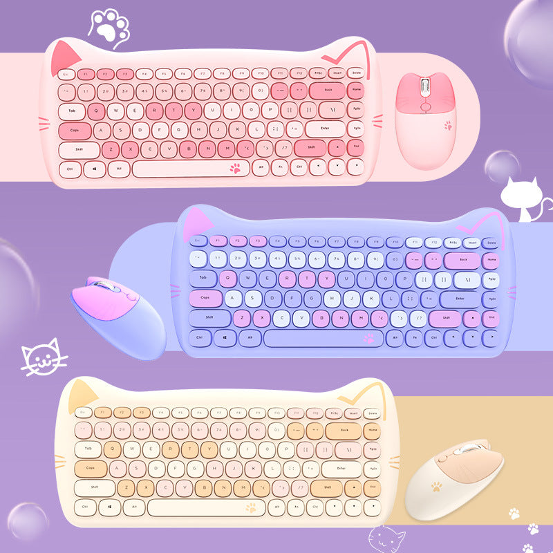 Cute Themed Wireless Keyboard and Mouse Set Kalsten