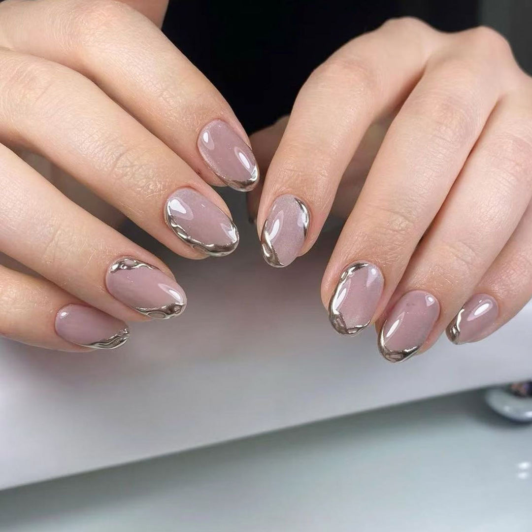 Decorative Press-On Nail Set with Unique Art Designs